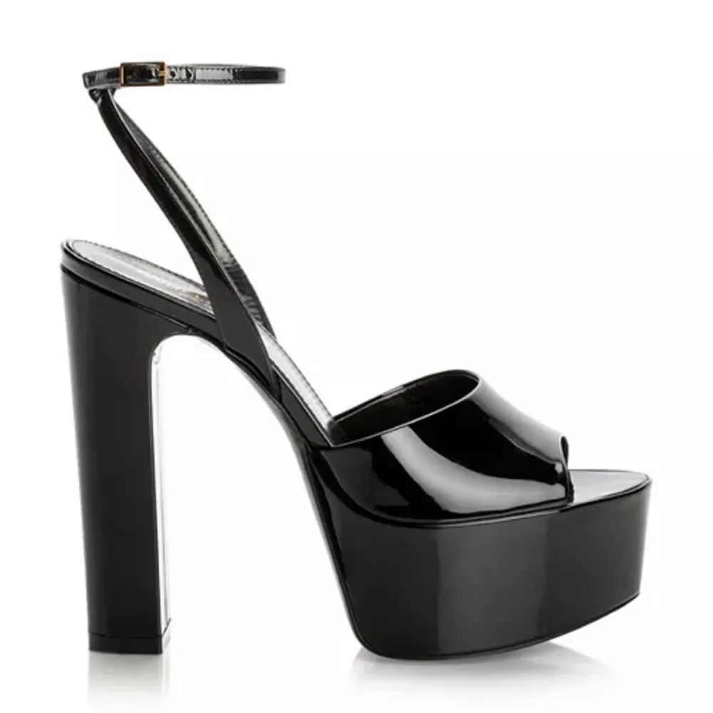 Saint Laurent Jodie Platform High Heel Sandals Black, Size 40 (SV 701788) NWT - Image 3