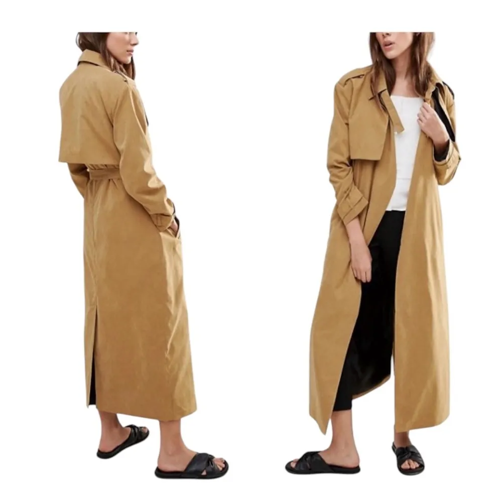 Neon Rose Camel Taupe Duster Trench Coat Belted Lightweight NWT Small - Image 7