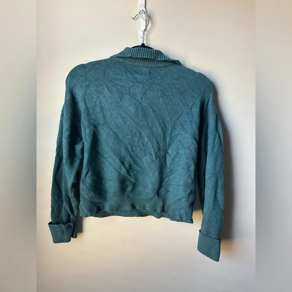 A New Day Women's Collared Split Neck Pullover Teal Sweater Size XS Cropped Top - Image 4