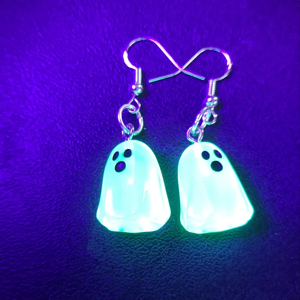Hand Crafted Colorful Ghost Earrings Black - Image 11