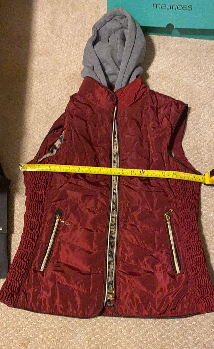 GeeGee Red Vest With Leopard Lining L - Image 3