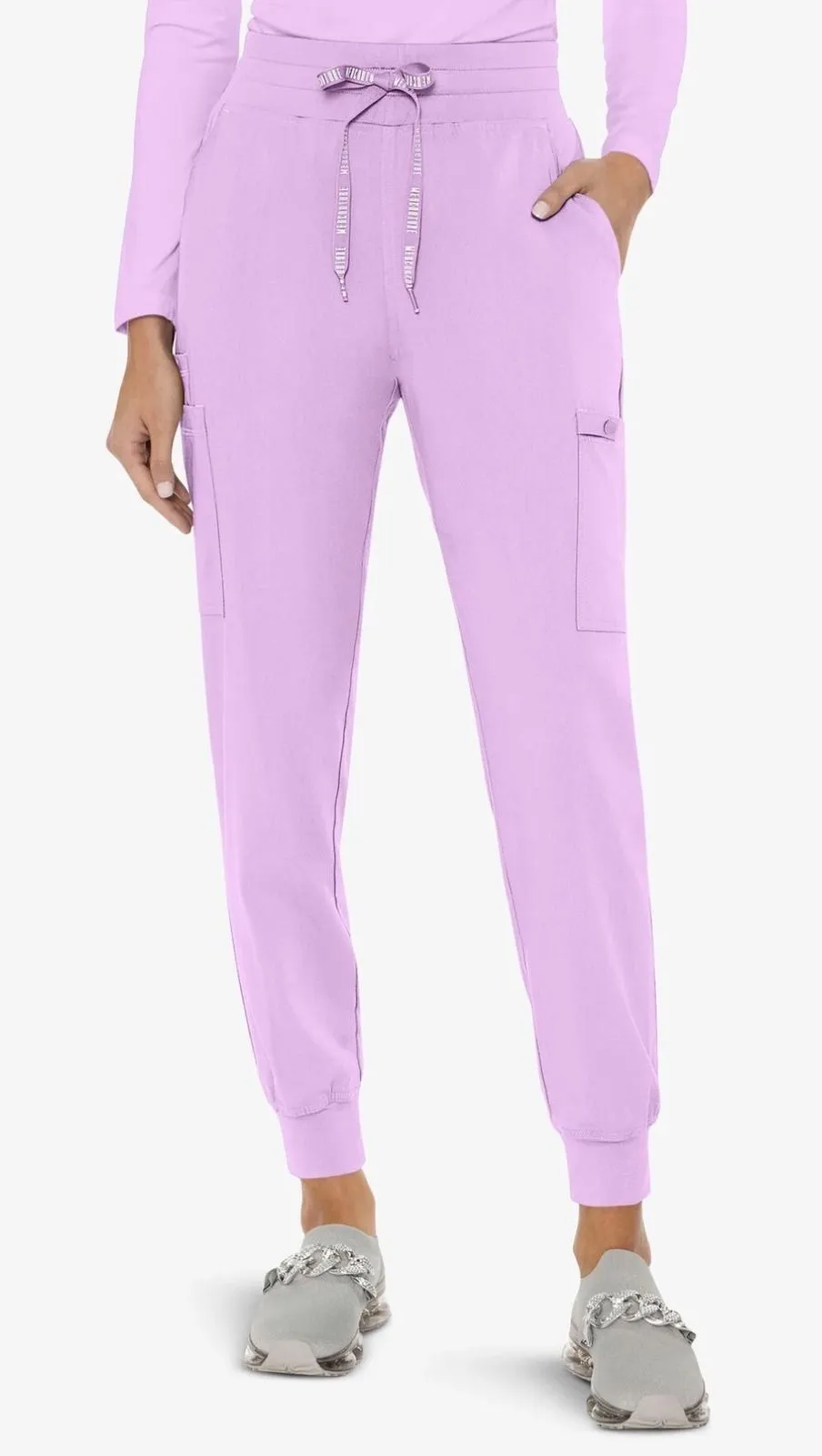 MEDCOUTURE Insight Womens Jogger Scrub Pants Lilac Cargo Pockets Drawstring XL Purple - Image 1