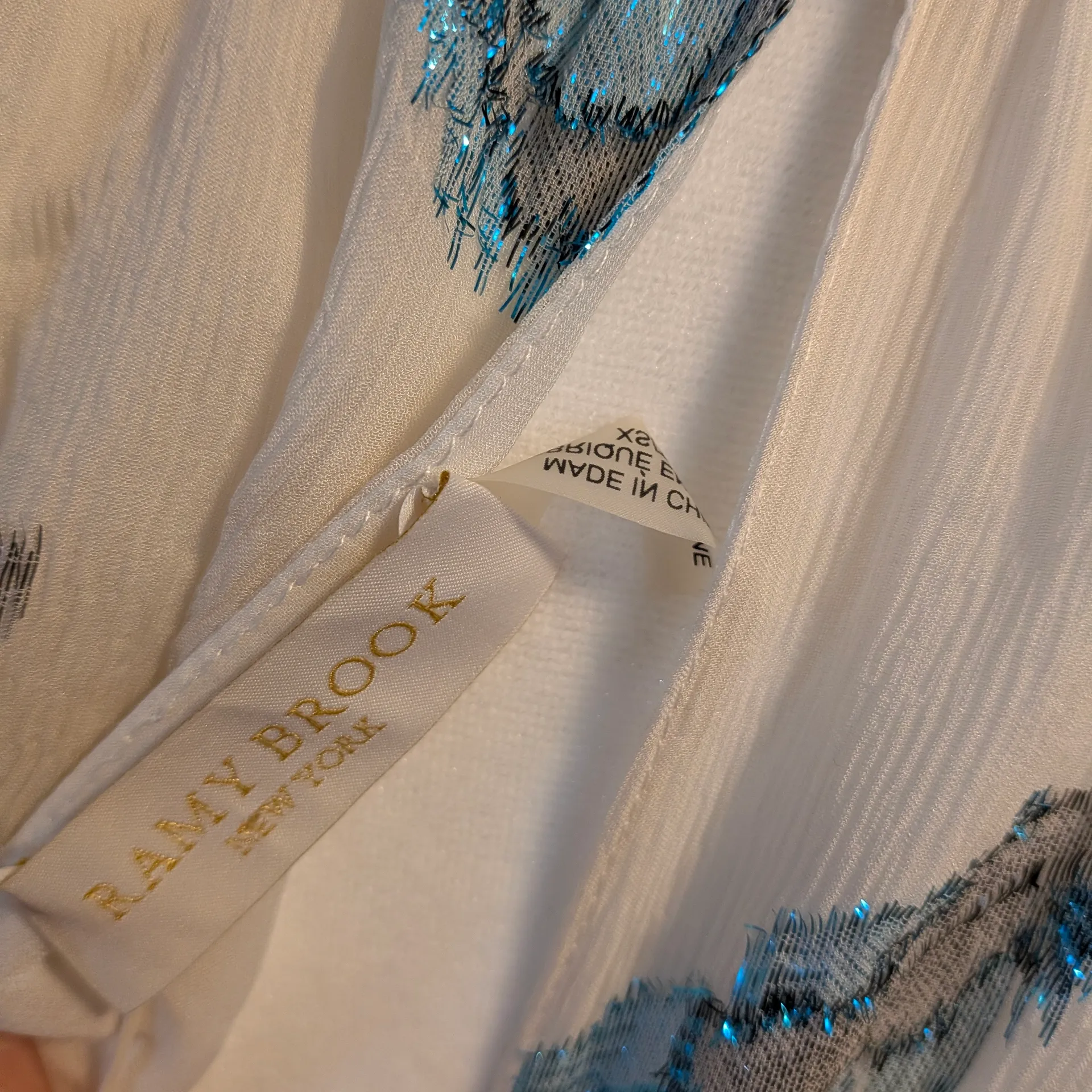 Ramy Brook White and Blue Halter Blouse Size XS - Image 6