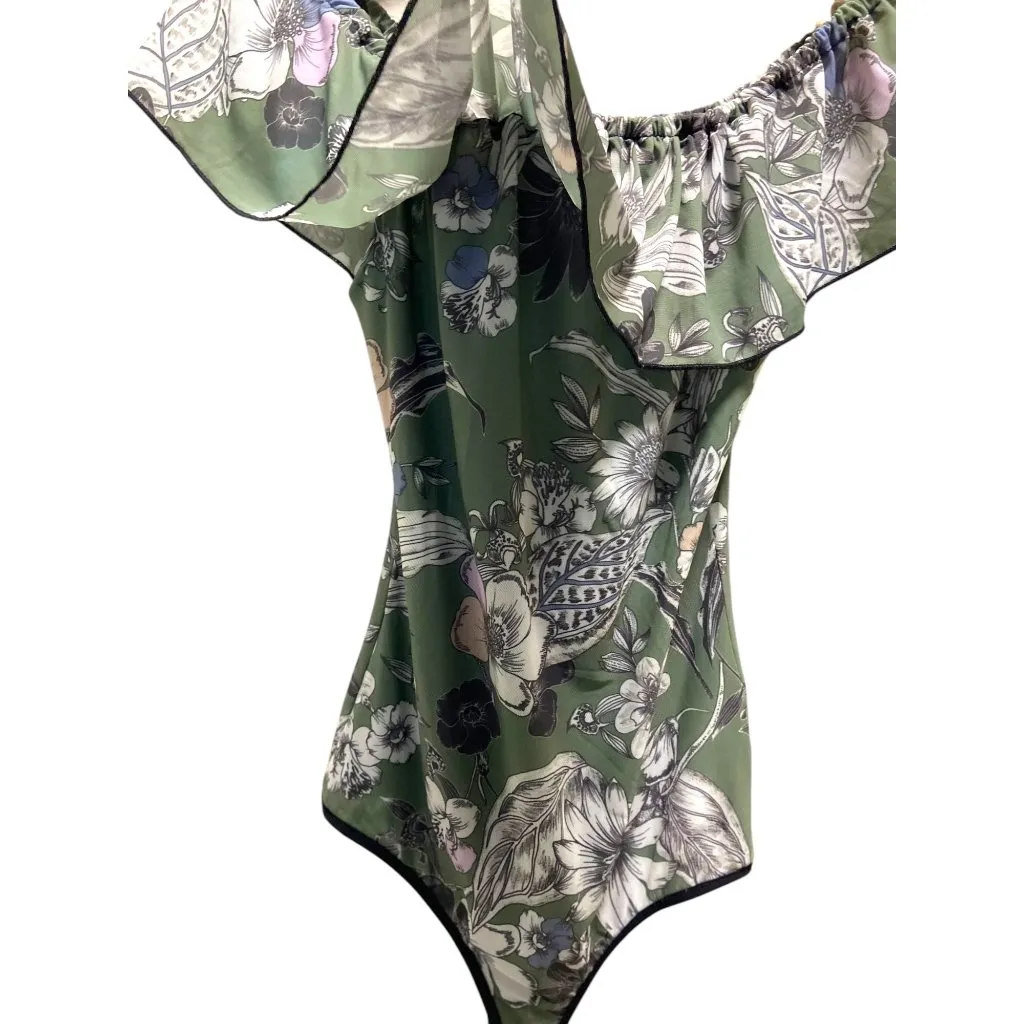 Bebe Off Shoulder Bodysuit Green Size S - Image 9
