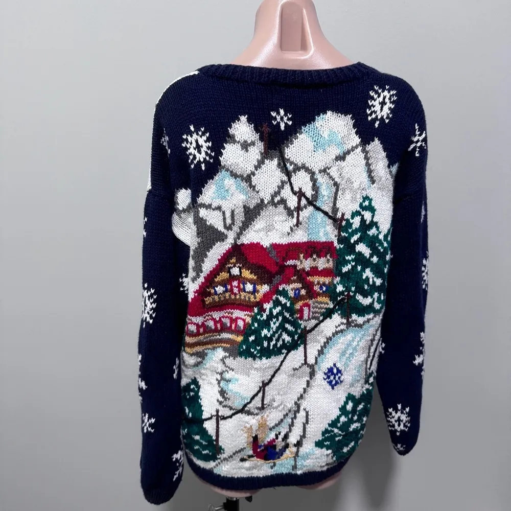 The Eagles Eye 1993 Vintage Ski Winter Holiday Christmas Sweater Cardigan Knit Size M - Image 2