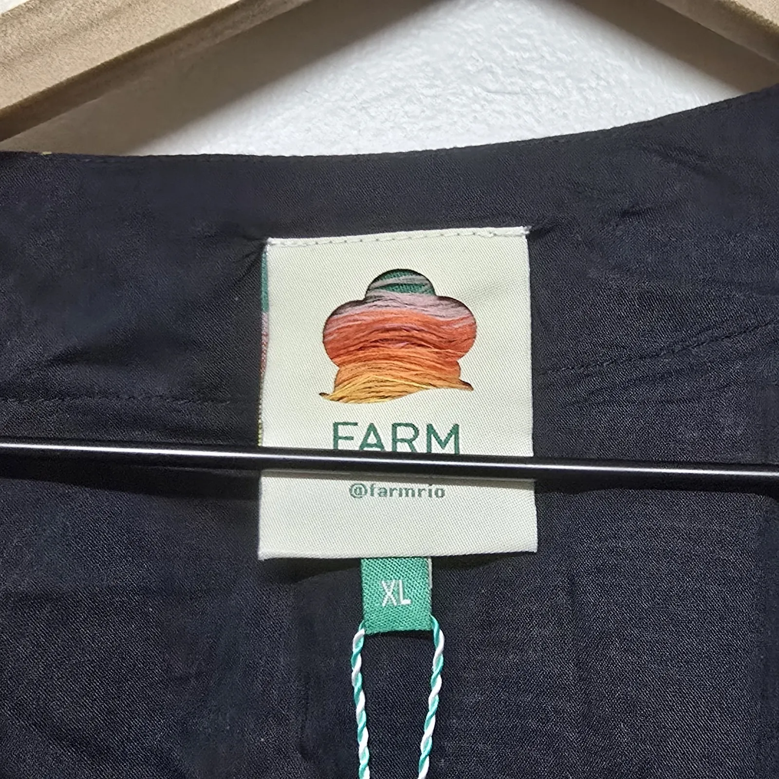 FARM RIO Womens Golden Foliage Puffy Sleeve Wrap Mini Dress Black XL (MSRP $298) - Image 7