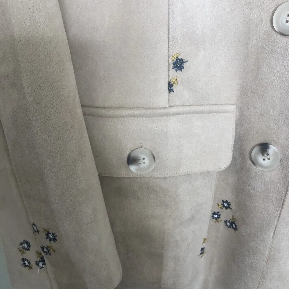 Anthropologie Solitaire Embroider Floral Faux Suede Blazer Jacket Z10 - Image 3
