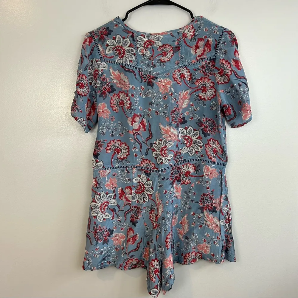 NWT Gypsy 05 Floral Short Sleeve Blue & Red Lightweight Arya Romper Size Small - Image 5