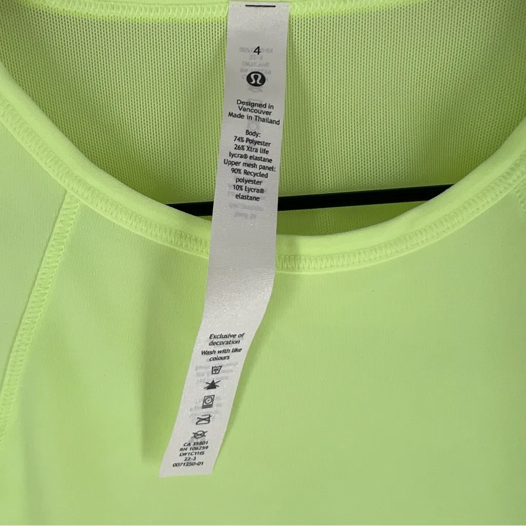 Lululemon Sculpt Tank Top Mesh Sleeveless Back Cutout High Low Hem Neon NWT 4 - Image 5