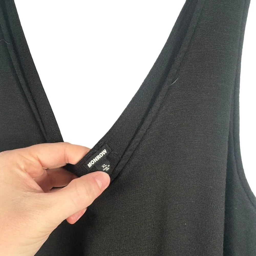 Monrow Super Soft Black Tank Romper Lounge Casual Minimalist Stretch Womens XL - Image 4