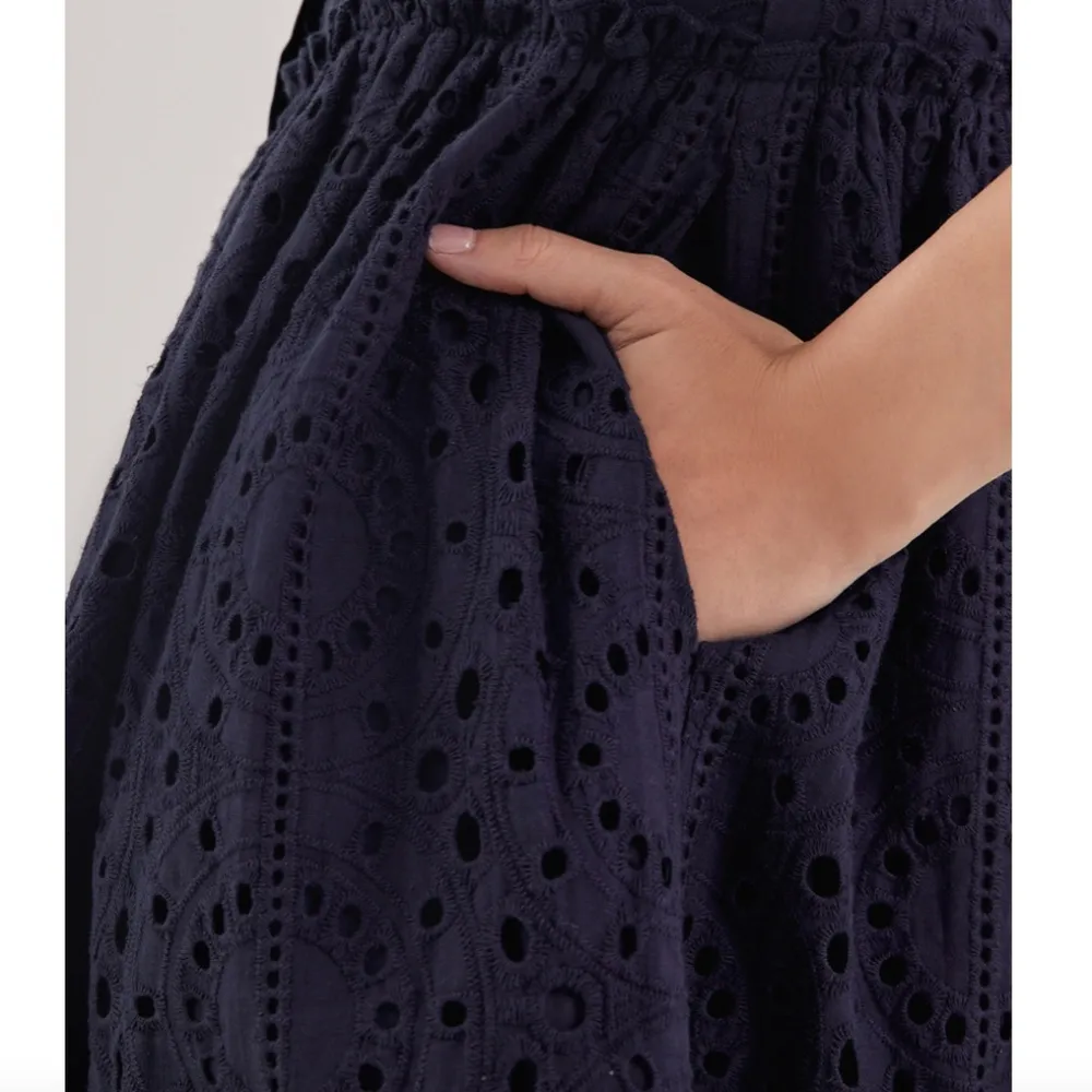 Bevelia Broderie Ruffle Dress Blue Size 8 - Image 3