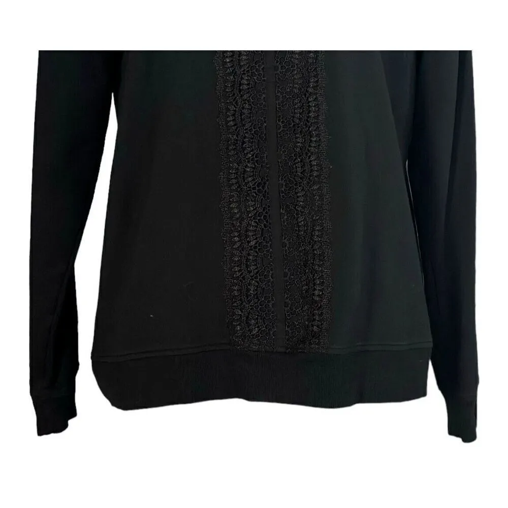 Karl Lagerfeld Sweater Size Small Lace Black Minimalist Preppy Dainty Goth Work - Image 5