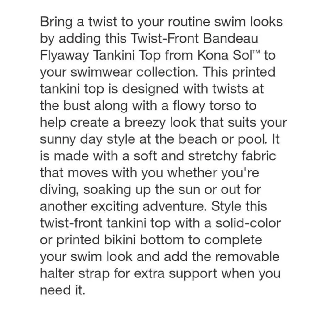 Kona Sol Twist Front Bandeau Flyaway Leopard Print Tankini Swim Top NEW Small - Image 4