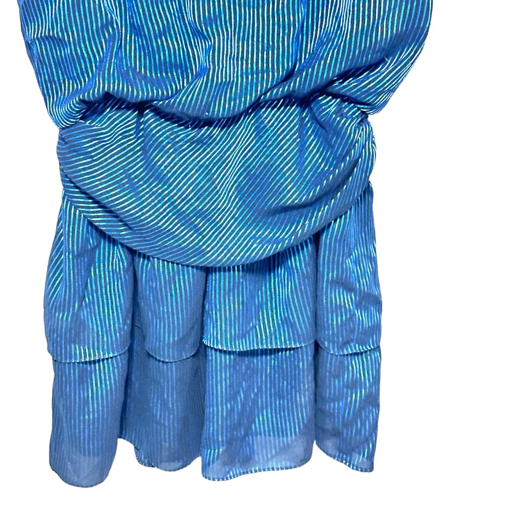 Drop Waist Shirt Dress Black with Shiny Blue Stripes Sz 6 - Image 6