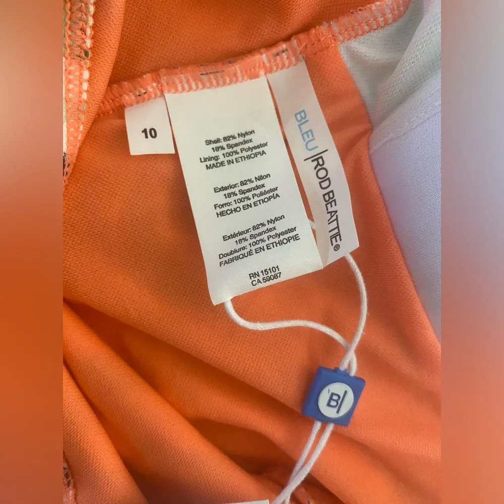 Bleu By Rod Beattie Party Animal Ruched Plungeneck Multicolor Swimsuit Size 10 - Image 3