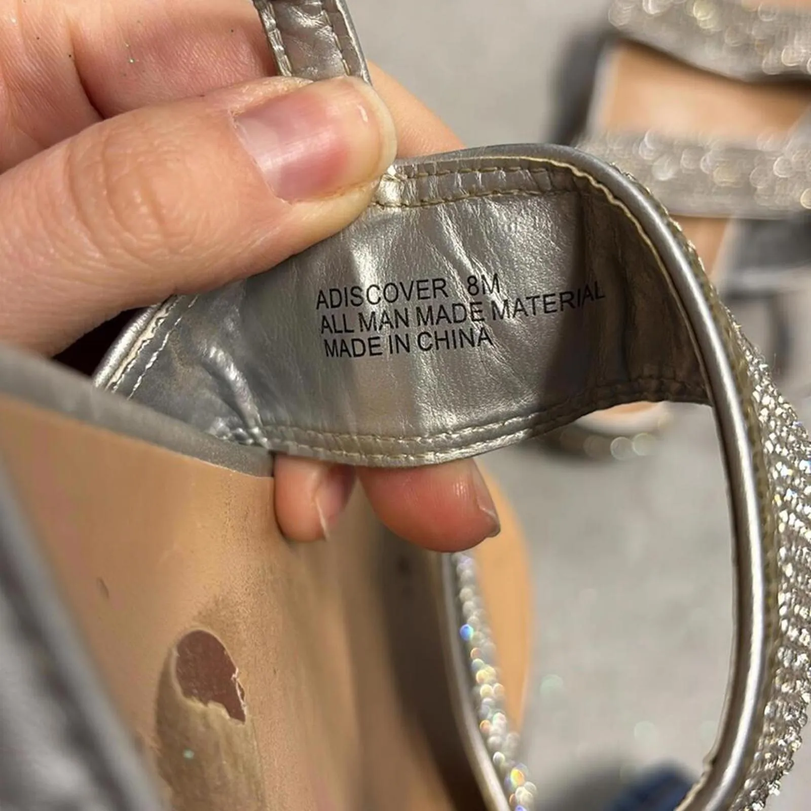 Silver sparkle rhinestone one doubles strap espadrille platform sandals Size 8 - Image 8