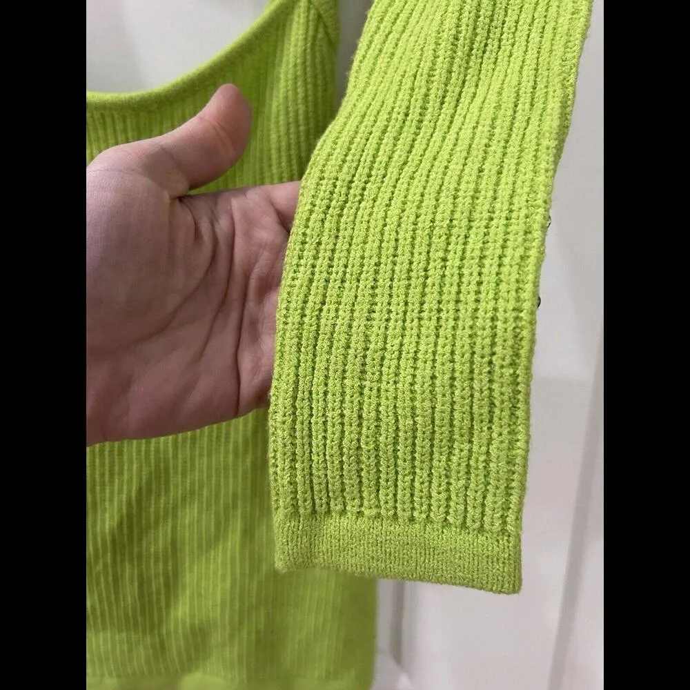 SER.O.YA Women’s Knit Bodycon Cut Out Mini Dress Small Green Long Sleeve Holiday - Image 6