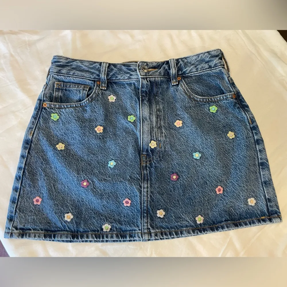 PacSun Floral Embroidered Festival Western Beach Denim Skirt - Image 2