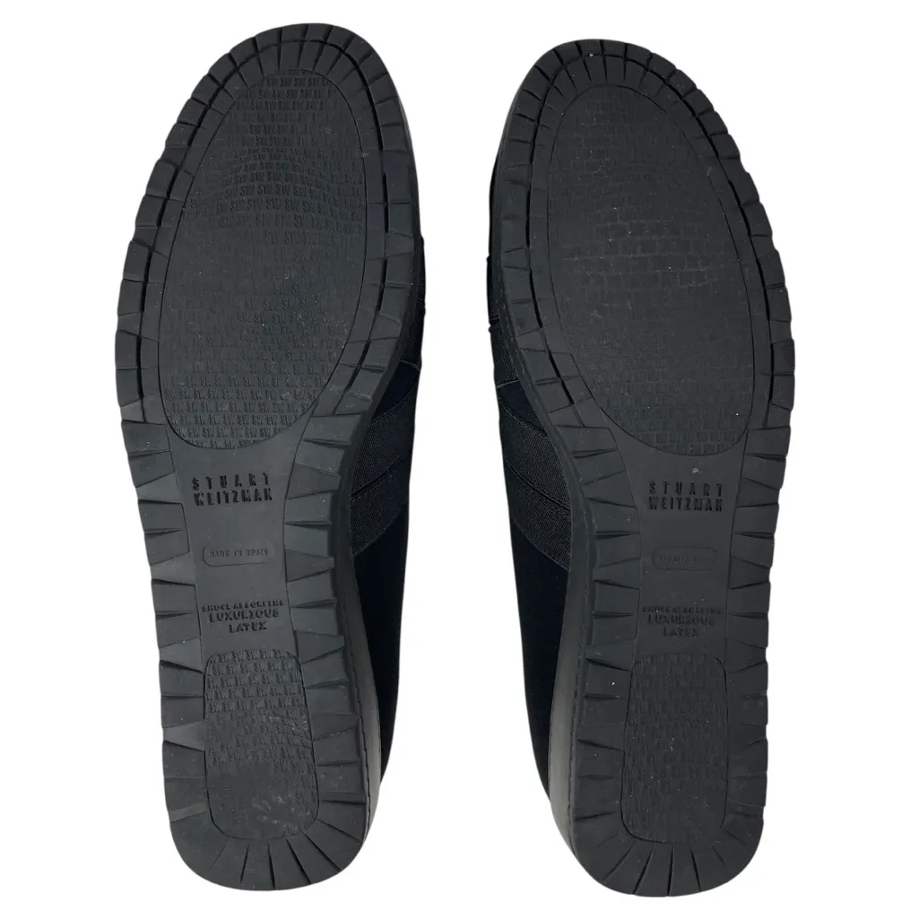 Stuart‎ Weitzman Loafers Women 9.5 Black Suede Flat Platform Slip On Criss Cross - Image 6