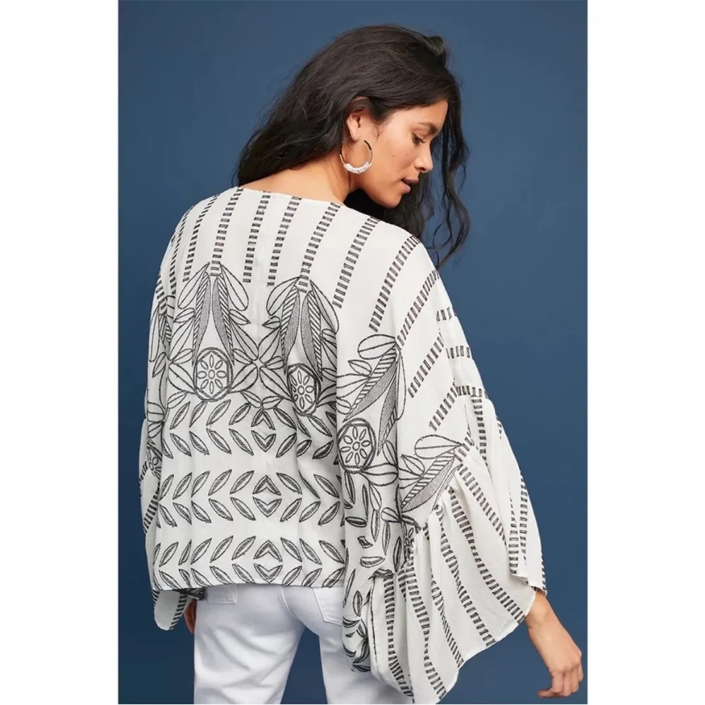 Anthropologie Akemi + Kin Annabella Ruffled Kimono - Full Gorgeous Embroidery! - Image 4