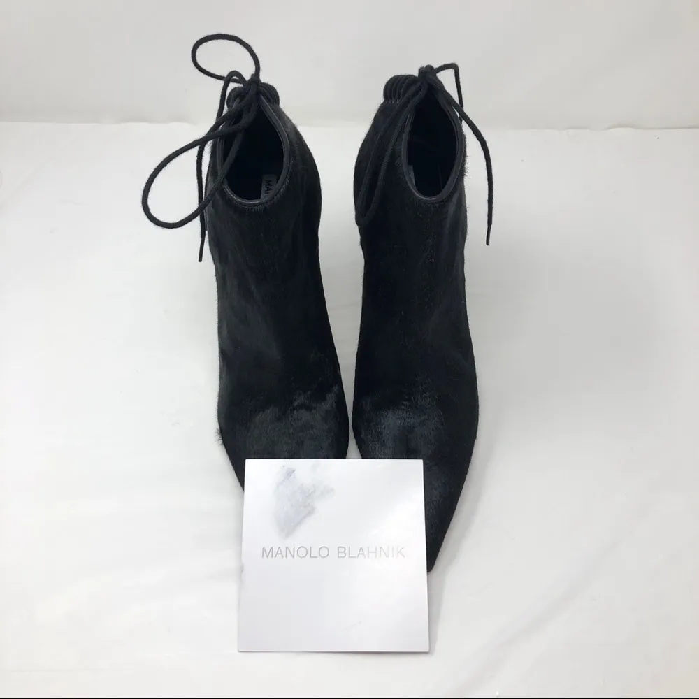 MANOLO BLAHNIK black calf hair pointed booties, made in italy, size 40, NWOT - Image 7