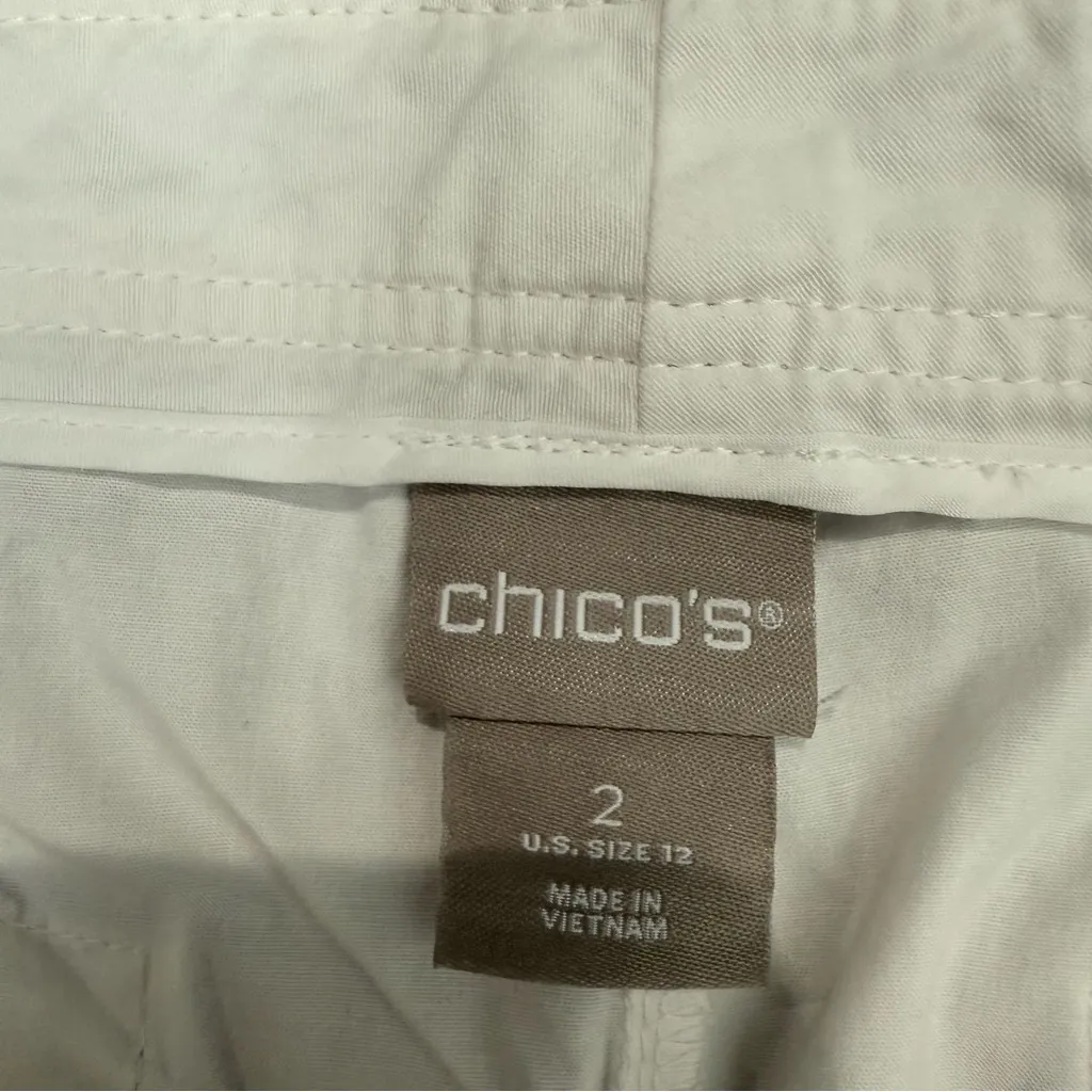 Chico's White Straight Leg‎ Cropped Pants Size 12 Chico's Size 2 - Image 7