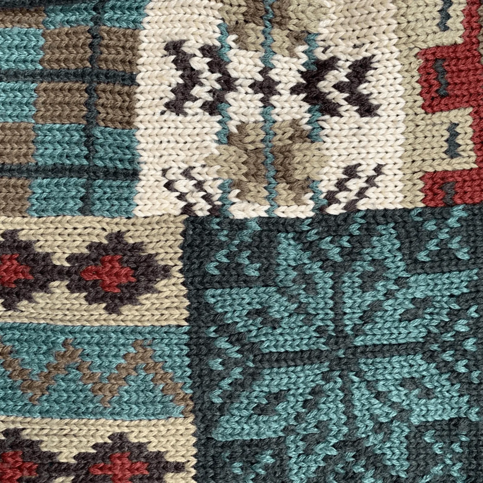 Vintage 90s Gallagher Green Patchwork Knit Wool Blend Cardigan Sweater Medium - Image 6