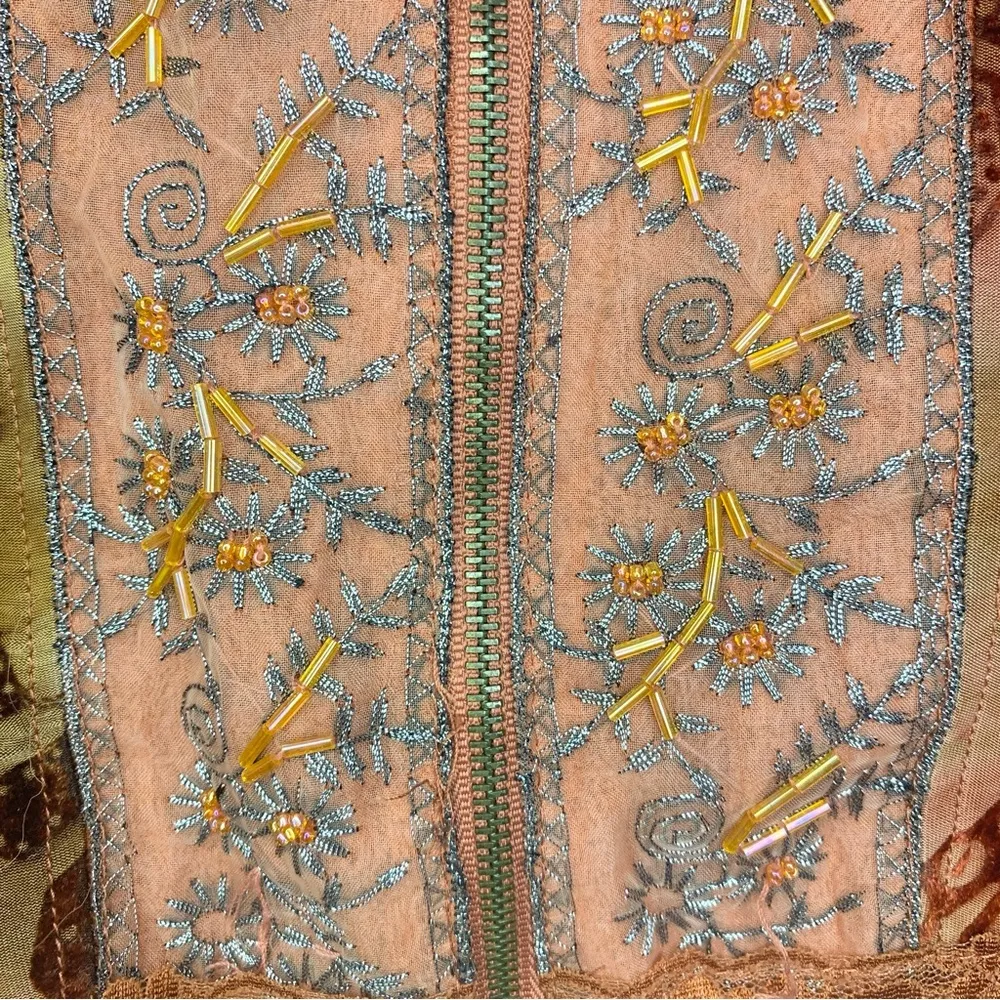 Vintage Y2K 90s Beaded Mesh Graphic Design Zip Up Sheer Jacket Shrug Size M Size M - Image 5