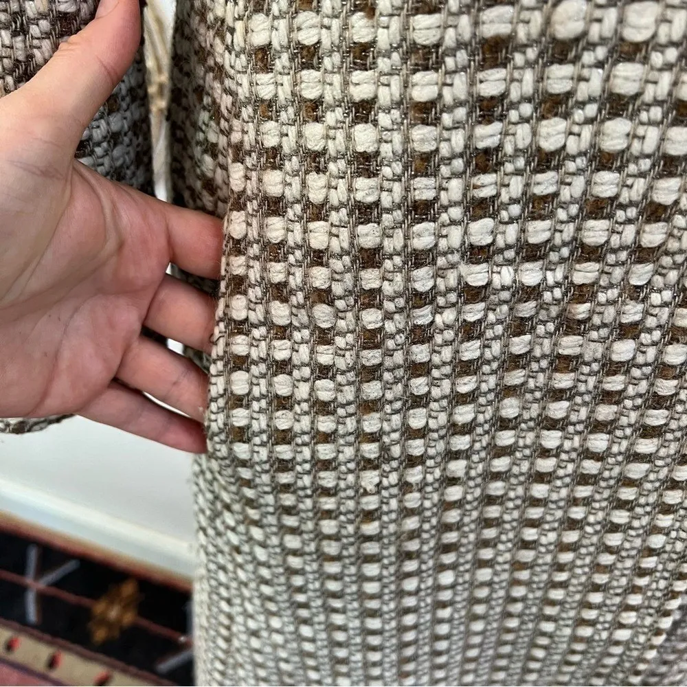 Trina Turk Tweed Wool Coat Faux Fur Collar w/ Vintage Buttons Pink Lining 10 - Image 5