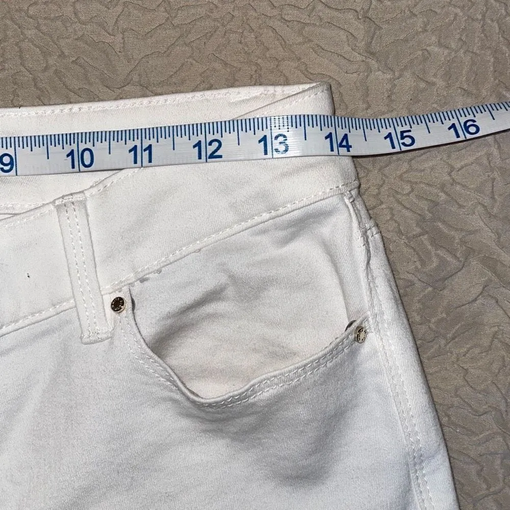 White House Black Market Skinny Cropped Distressed Jeans Stretch Slightly Off Wh - Image 10