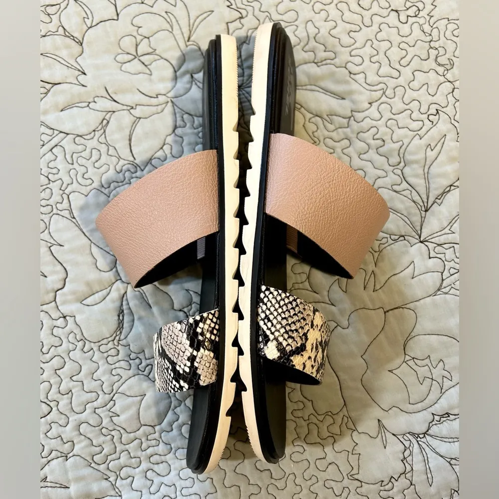 SOREL Ella Il Slide Sandals for Women in Mauve Vapor Snake Print Leather Sz 11 - Image 5