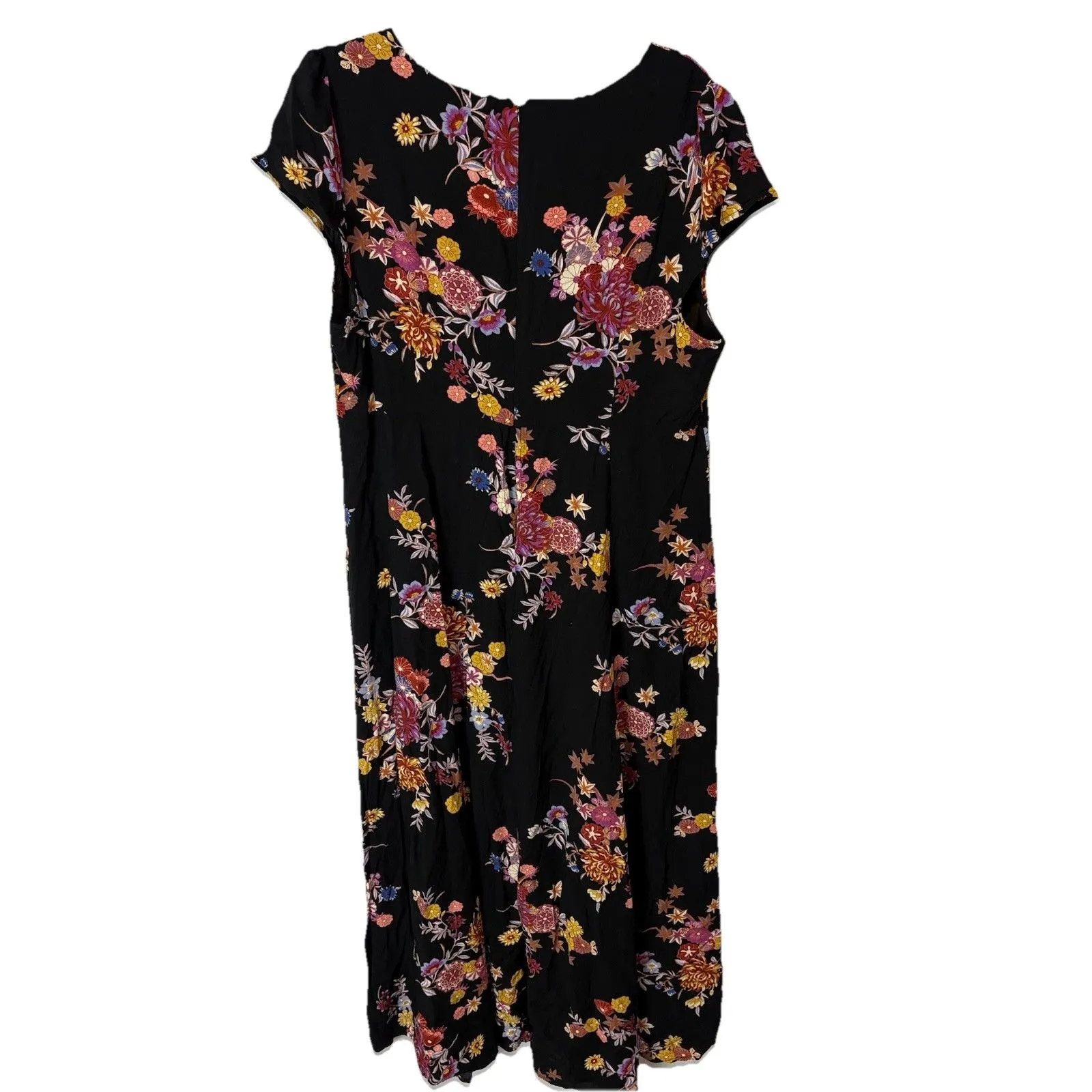 Forever 21 Plus Maxi Romper Dress Cap Sleeves V-Neck Size 1X Black Dark Floral - Image 14