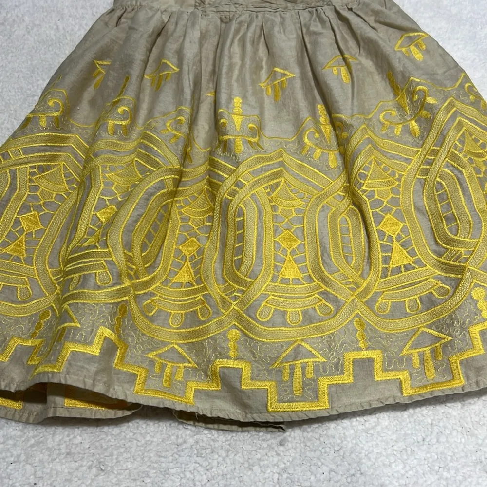 Anthropologie  Tiny Yellow Embroidered Skirt Size P - Image 3