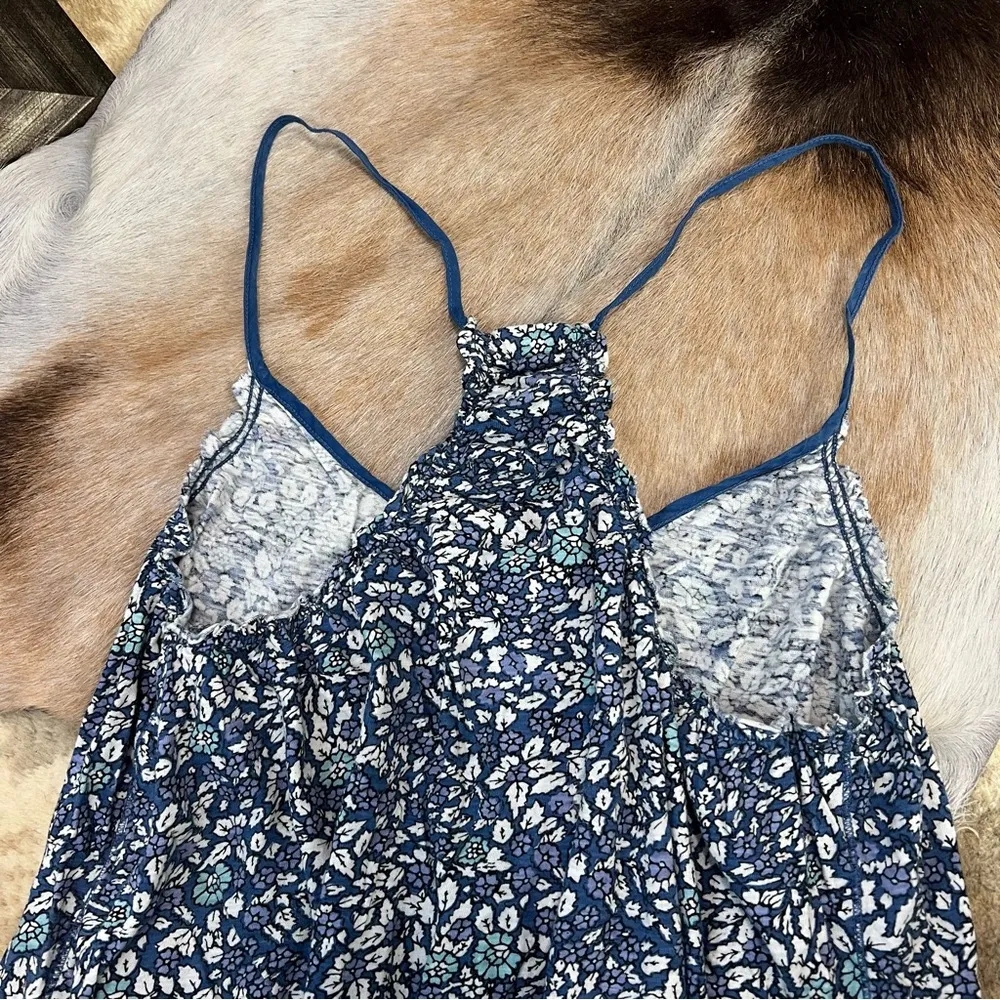 Y2K American Eagle Blue Floral Tank Top - Image 4