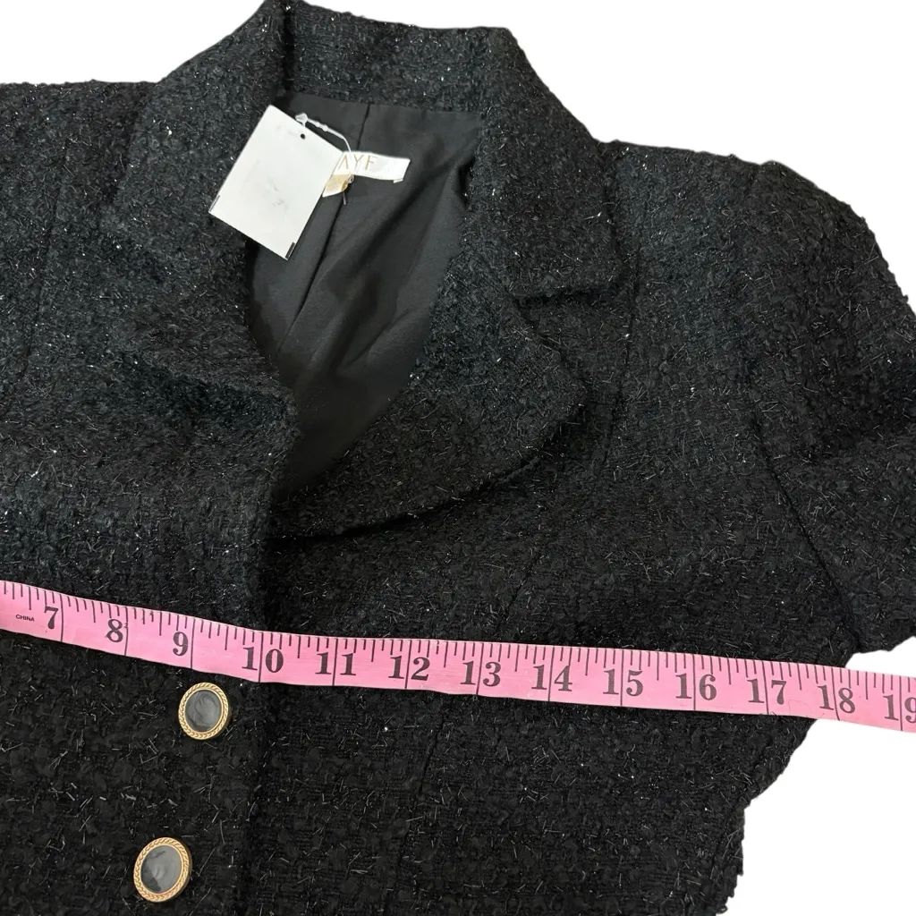 WAYF Callie Metalllic Black textured Tweed Jacket XS - Image 7