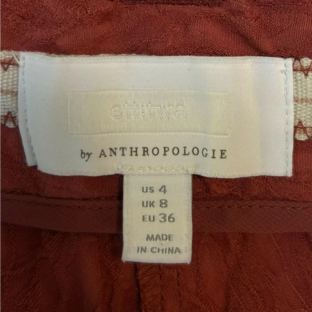 Anthropologie‎ EttTwa Aubade Mauve Tie Waist High Rise Textured Cropped Pants 4 - Image 9