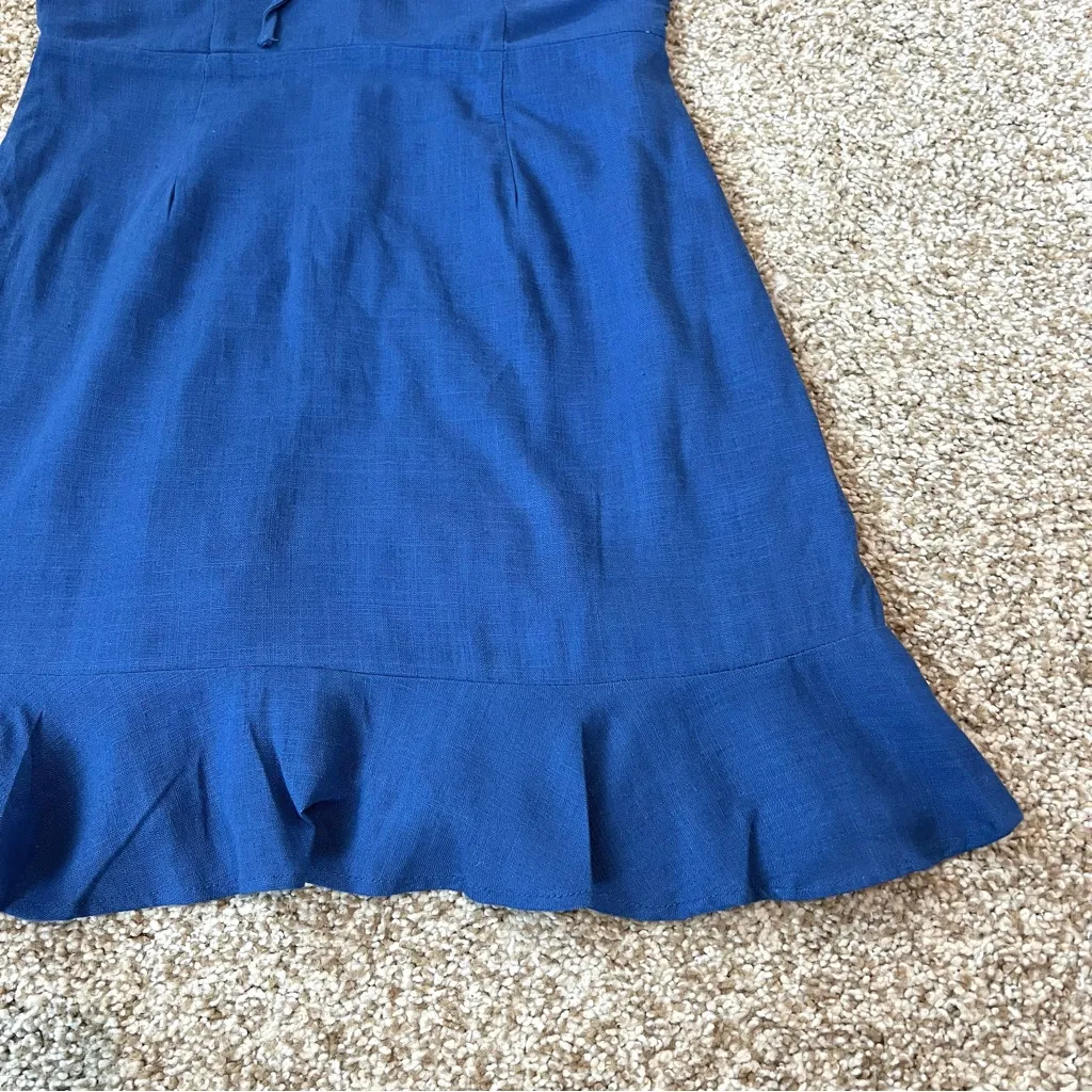 Lulus Days Like This Royal Blue Sleeveless Ruffled Linen Blend Mini Dress Sz XS - Image 7