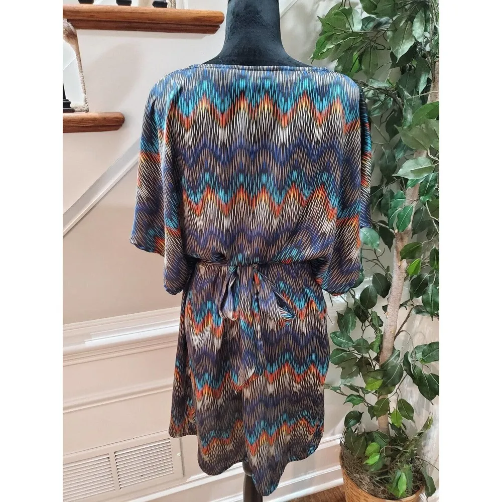 MSK Women Multicolor Polyester Round Neck Short Sleeve Knee Length Dress Size 8 - Image 8