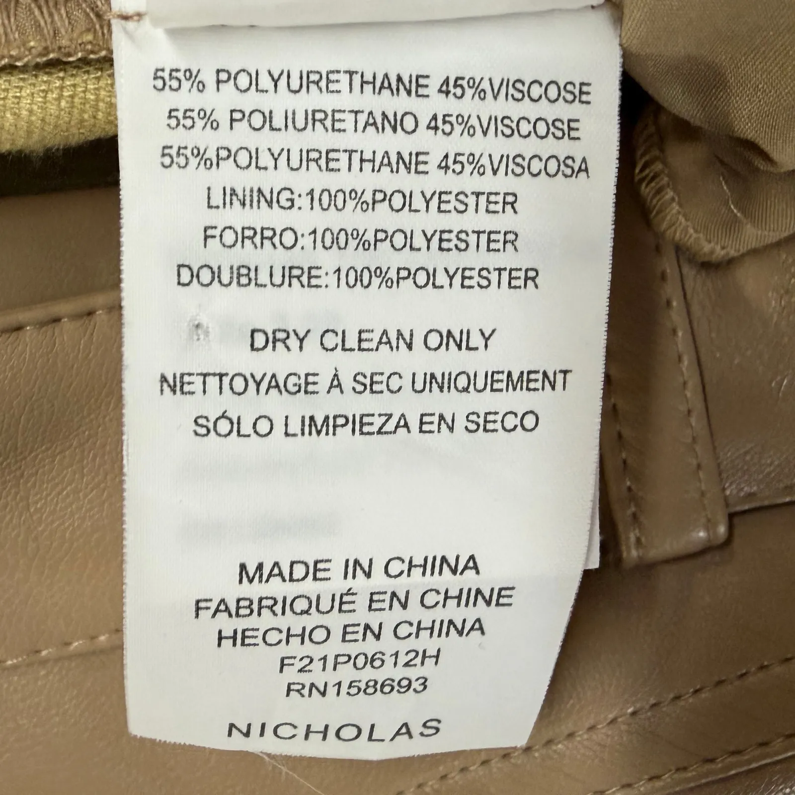 Nicholas Arya Vegan Leather 90s Five Pocket Pant Size 6 Fog Beige Belted Modern Tan - Image 14