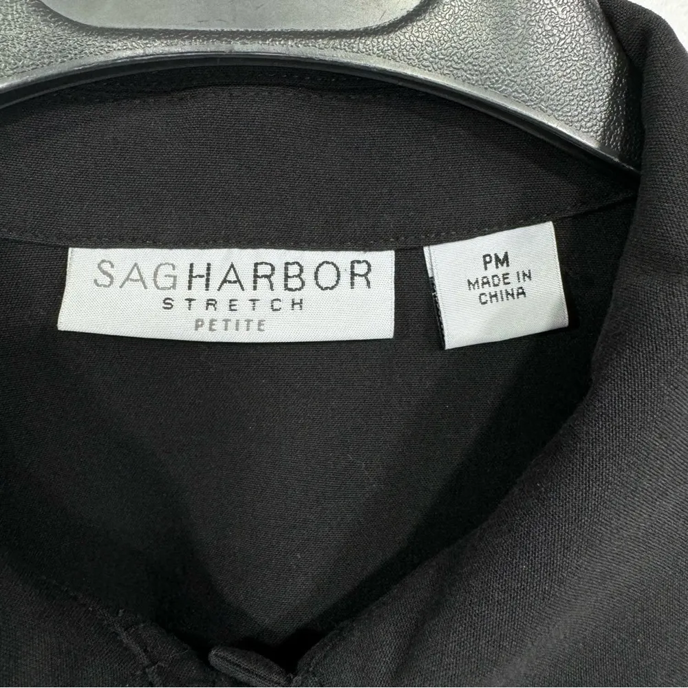 Sag Harbor Black Cinched Waist Button Front Blazer Size Petite Medium - Image 5