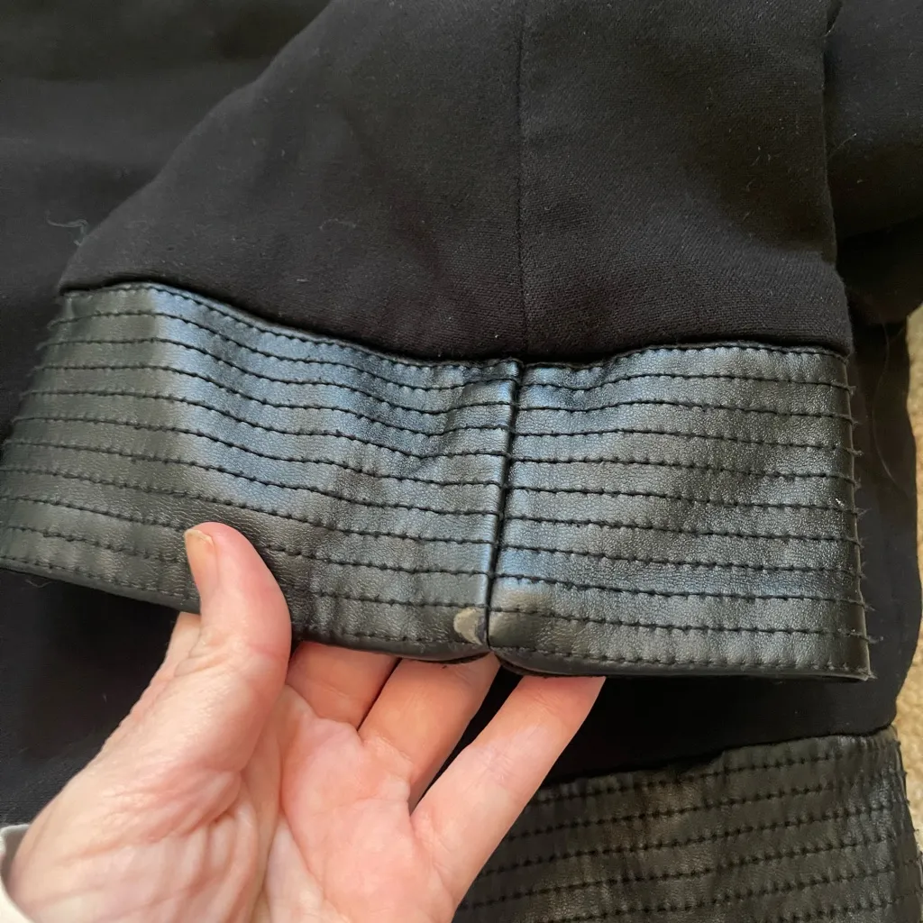 TOCCIN New York Black Faux Leather Trim Fit & Flare Mini Dress, Size 4‎ - Image 4