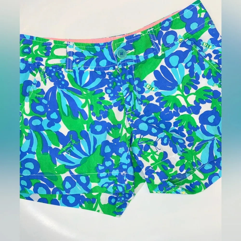 Lilly Pulitzer Callahan Shorts Bee in Your Bonnet Print Green Grasshopper Siz 00 - Image 4