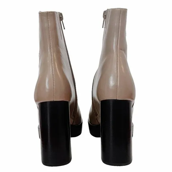 NEW Jeffrey Campbell Retro 70s Platform Boot Taupe Beige & Black Leather Size 8 - Image 8
