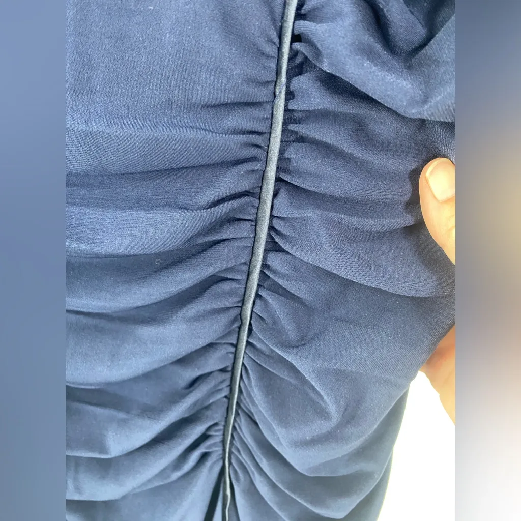 Dressbarn navy 3/4 sleeve rouched dress,‎ size 16 - Image 3