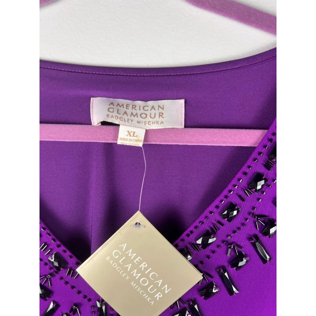 American Glamour Badgley Mischka Purple Embellished V - Image 2