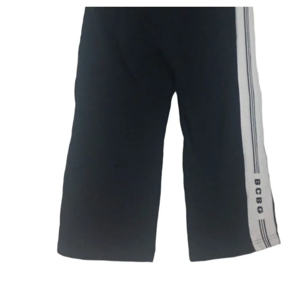 BCBG Size Lg Black Cream Striped Jogger Set Jacket & Pants Lounge Tracksuit - Image 13