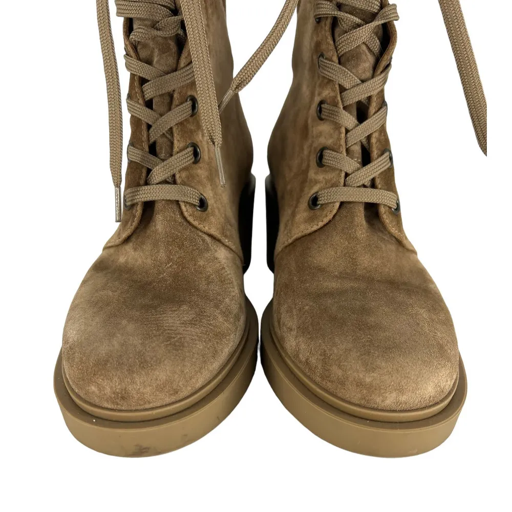 Gianvito Rossi Foster 45mm Suede Lace Up Boots in Beige - Image 10