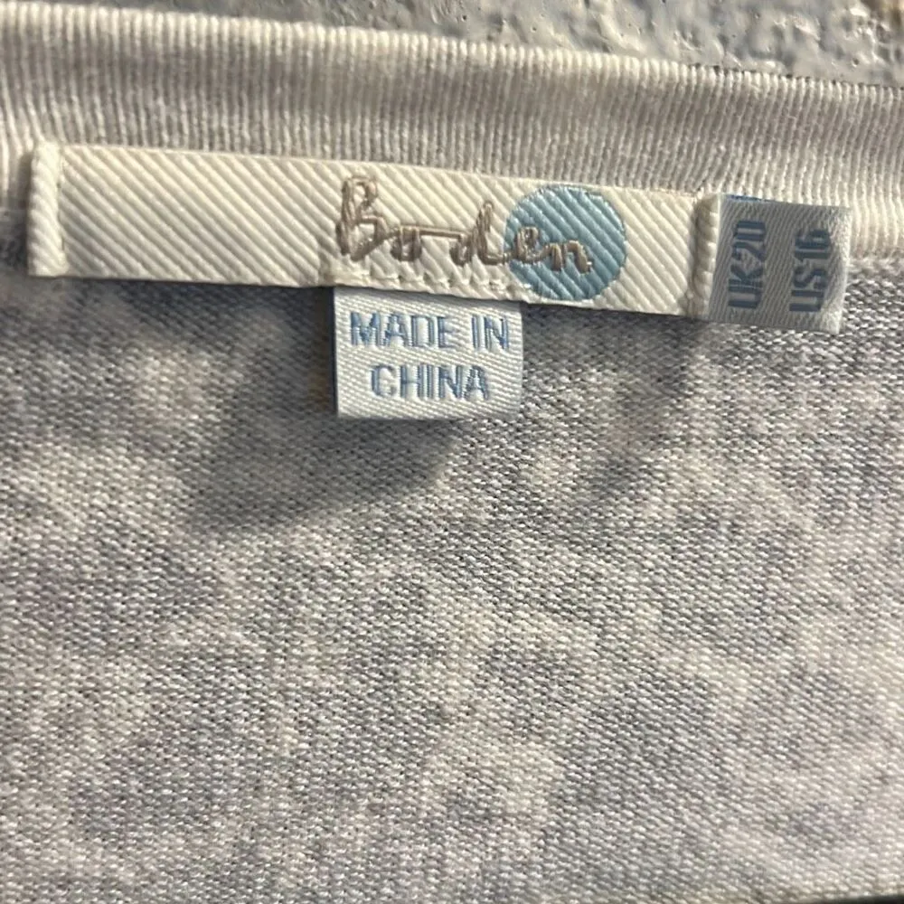 ✨Boden Cropped Button Down Grey Floral Sz 16 Cardigan✨ Gray - Image 8