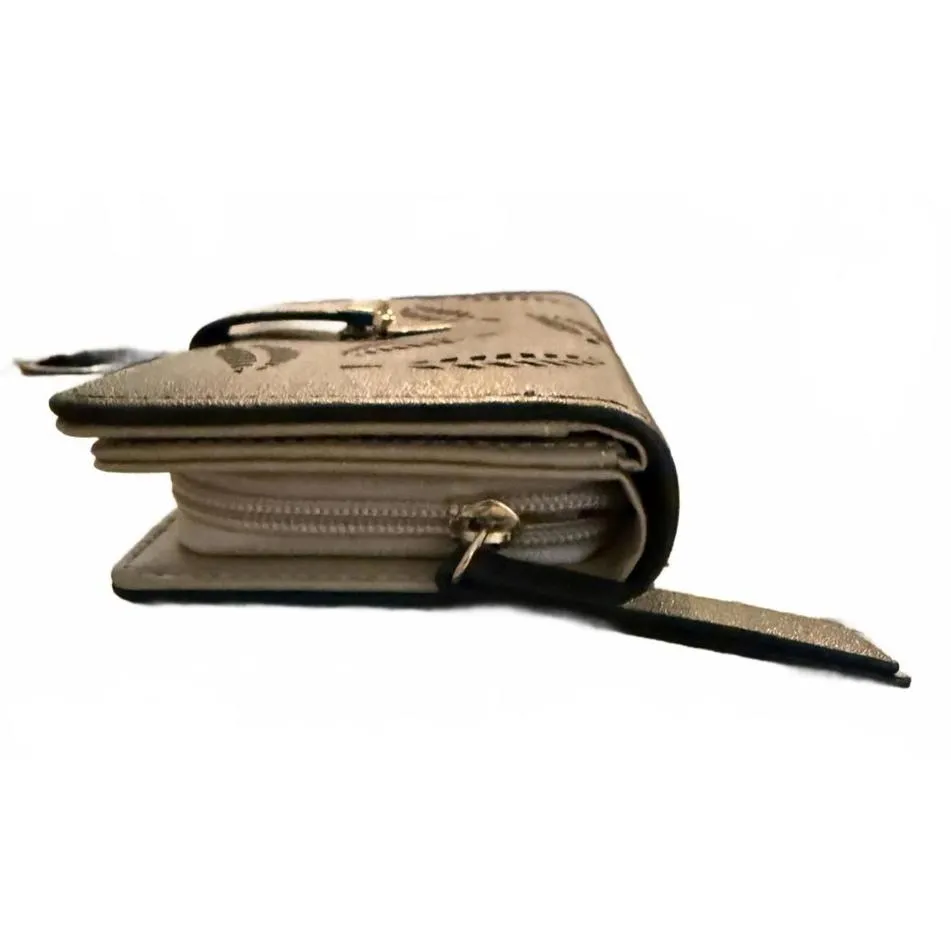 New Women's Black Envelope Wallet with Gold Leaves Bills Coins ID Holder Floral - Image 6