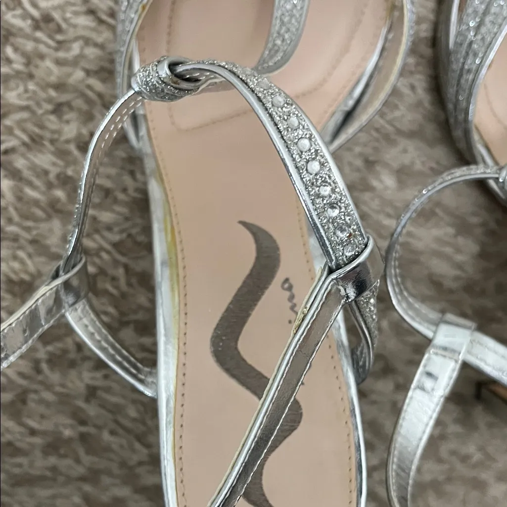 Nina Chic Silver Gemstone Studded Strappy Heels - Size 8.5 - Image 11